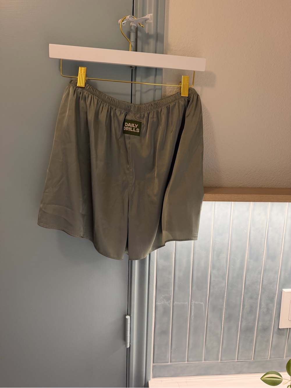 Daily Drills Olive Satin Athletic Shorts
